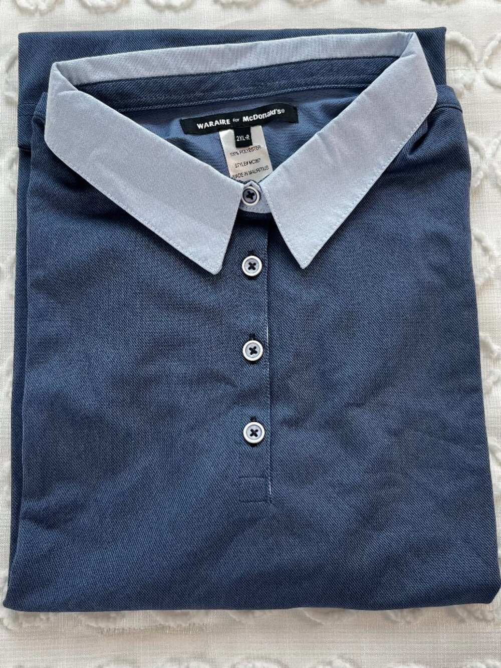 Waraire for McDonald's Blue Polo Unisex 2XL -R Uniform Short Sleeve New
